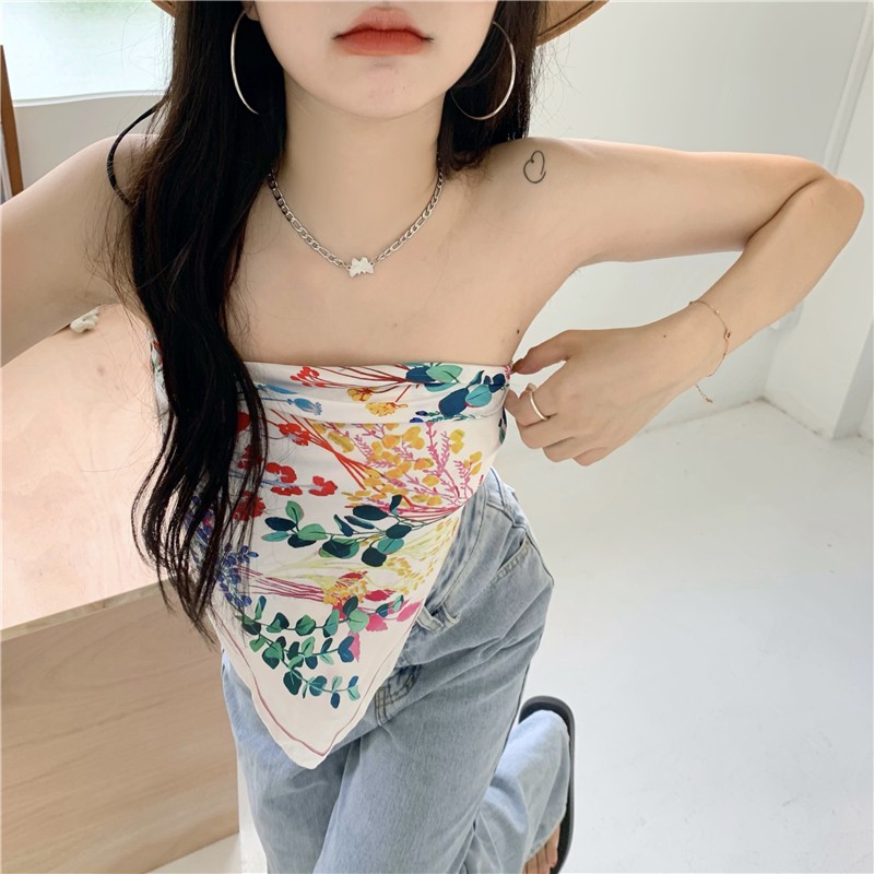 Off Shoulder Sexy Crop Tops Women Fashion Print All Match Vest