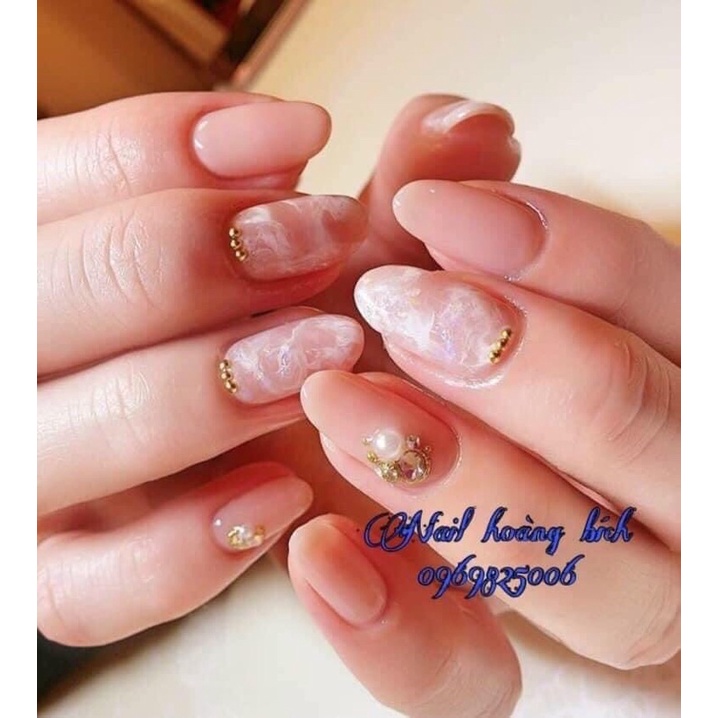 (Nailbox) Móng giả thiết kế theo form của khách, mẫu vẽ tỉ mỉ hoạ tiết, vân đá