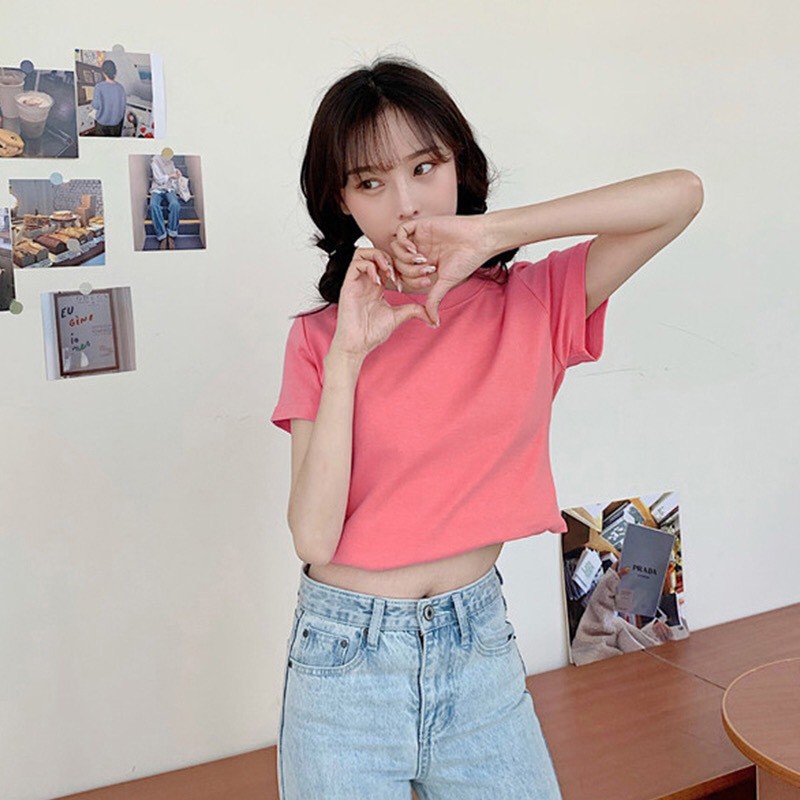 Áo thun nữ tay ngắn coton Trơn phông thời trang ulzzang Wind | BigBuy360 - bigbuy360.vn