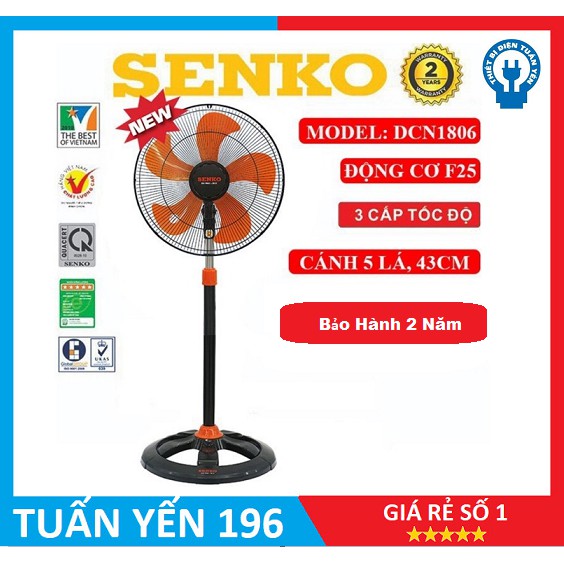 Quạt đứng công nghiệp Senko DCN1806 thay thế DCN108- Bảo Hành 2 Năm