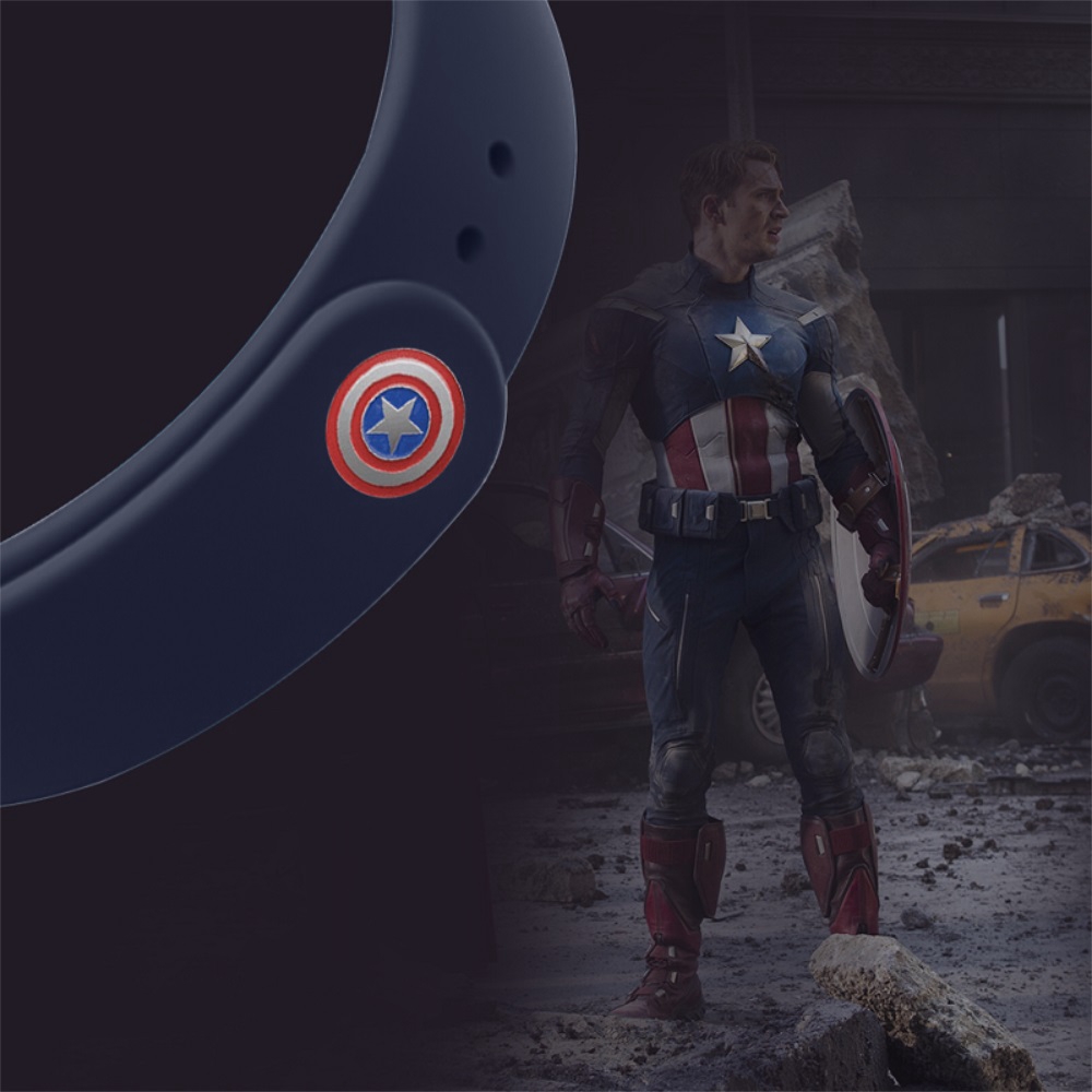 Nút gắn trang trí vòng đeo tay thông minh Xiaomi Miband 3 4 5 hình siêu anh hùng Marvel