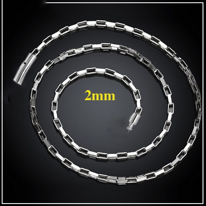 Dây chuyền nữ inox kiểu chữ nhật 2ly khóa vip sáng đẹp không đen vô cùng đẳng cấp