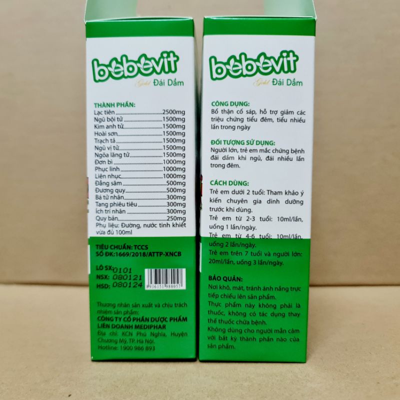 Bebevit Gold Đái dầm - Hỗ trợ giảm các triệu chứng tiểu đêm