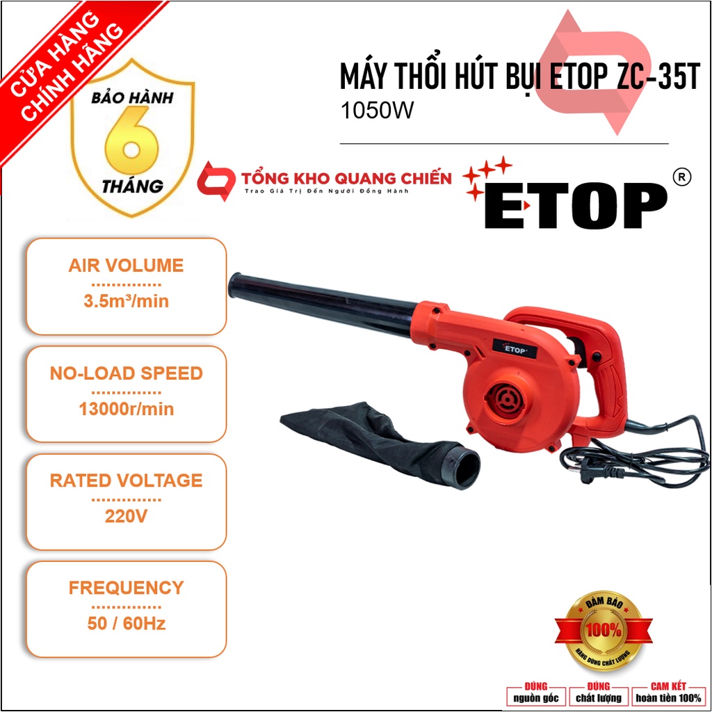 Máy Thổi Bụi | Máy Hút Bụi | Máy Thổi & Hút Bụi Cầm Tay ETOP ZC-35T | Công Suất 1050W