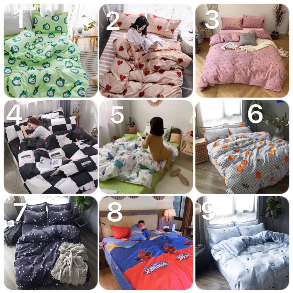 Bộ 4 Món Chăn Ga Gối Cotton Poly | Hàng nhập khẩu hỗ trợ bo chun (chát để tư vấn và chọn mẫu)