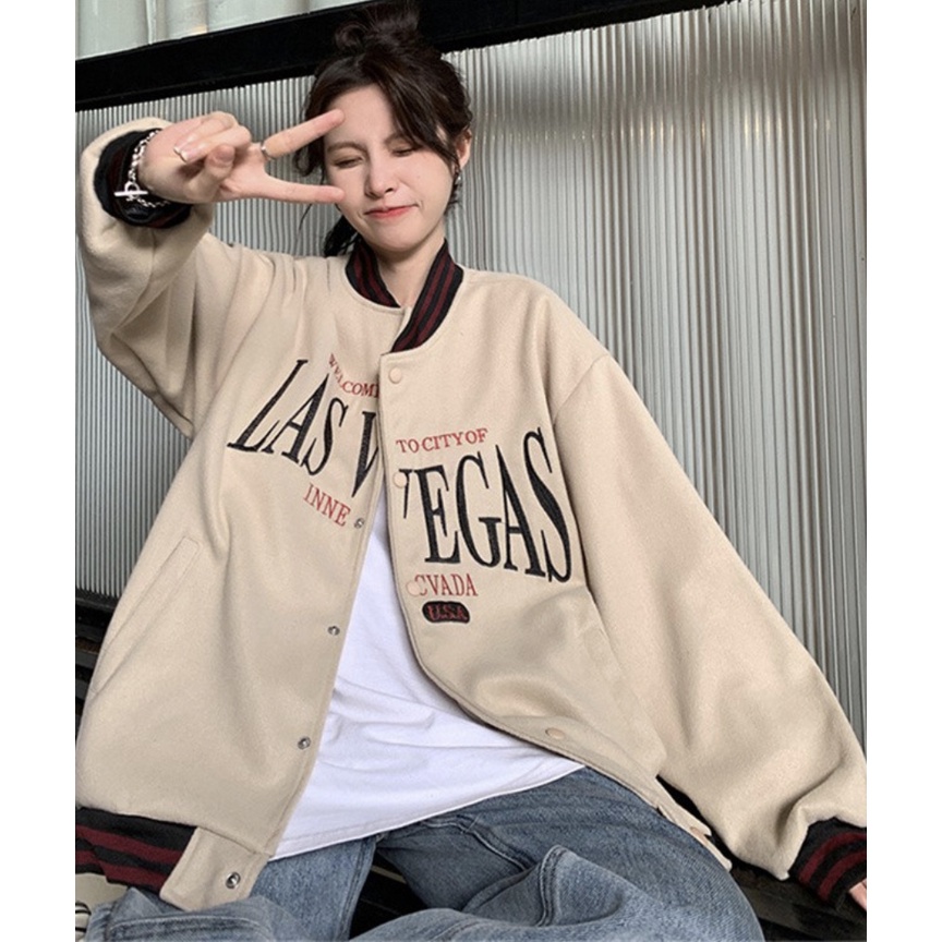 Áo khoác bomber nữ form dáng rộng nhung tăm phong cách hàn quốc uniex ulzzang thời trang học sinh Áo bomber nữ form rộn