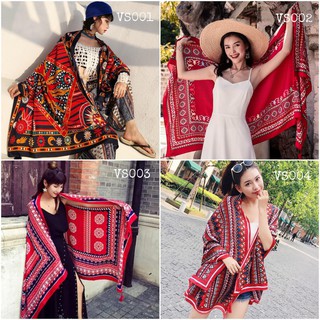 Khăn choàng boho đi biển - Khăn choàng thổ cẩm chất viscose KCTH01