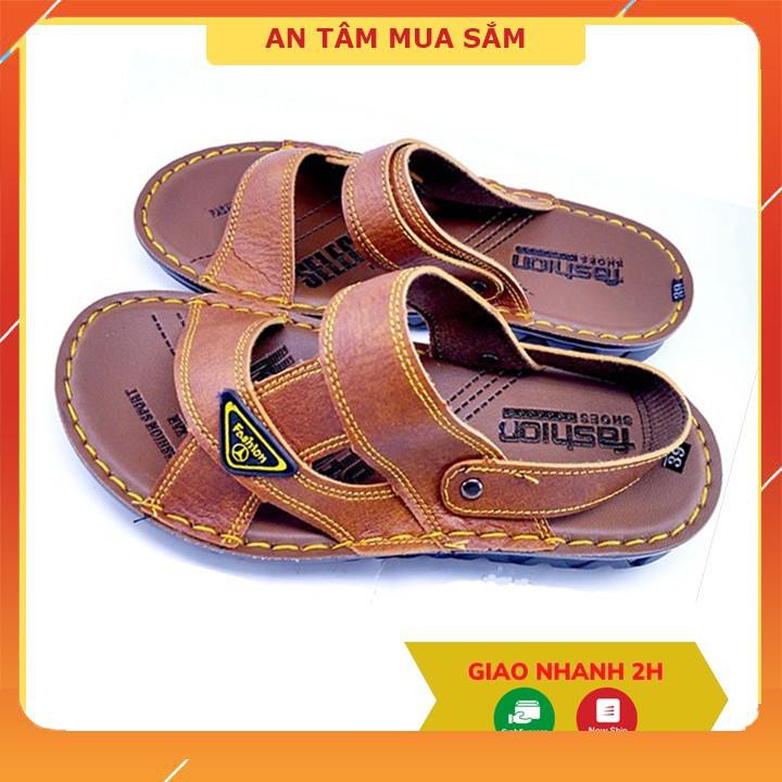 Dép nam quai ngang ❤️FREESHIP❤️ dép quai hậu sandal nam khâu viền bền đẹp, siêu nhẹ (màu da bò nâu)