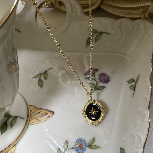 Dây Chuyền Nữ Mặt Đen Ngôi Sao 8 Cánh Titan Ko Han Rỉ TT 3710