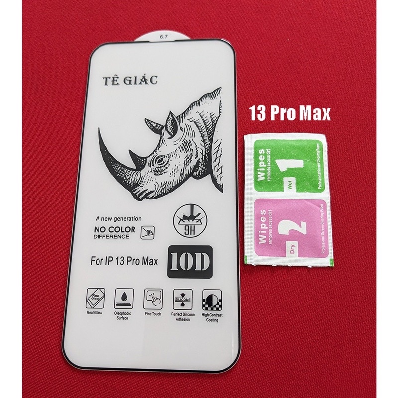 Kính cường lực 10D tê giác cho iPhone13, 13 Pro, 13 Pro Max Full màn hình cao cấp