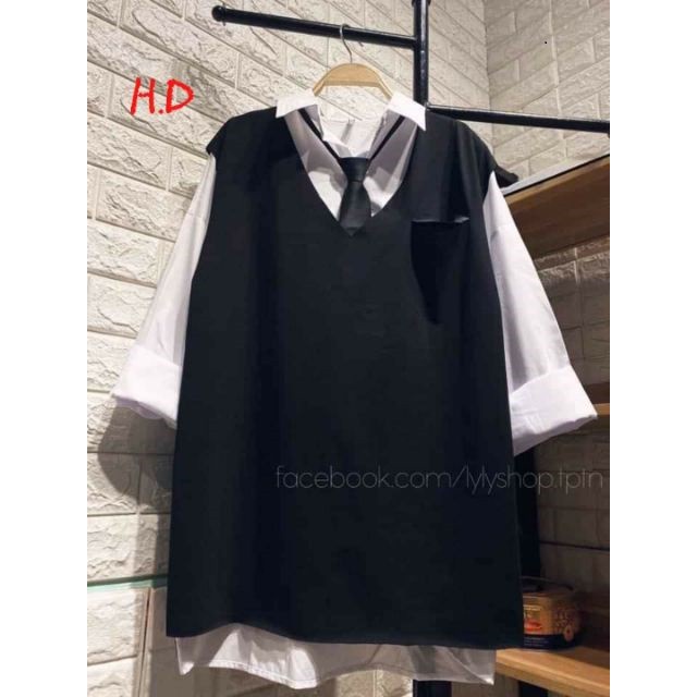 Sét gile rách + sơmi + cavat3 món gồm gile mix sơ mi thô lụa mềm cùng cavatfreesize 55kgphong cách ahnf quốc