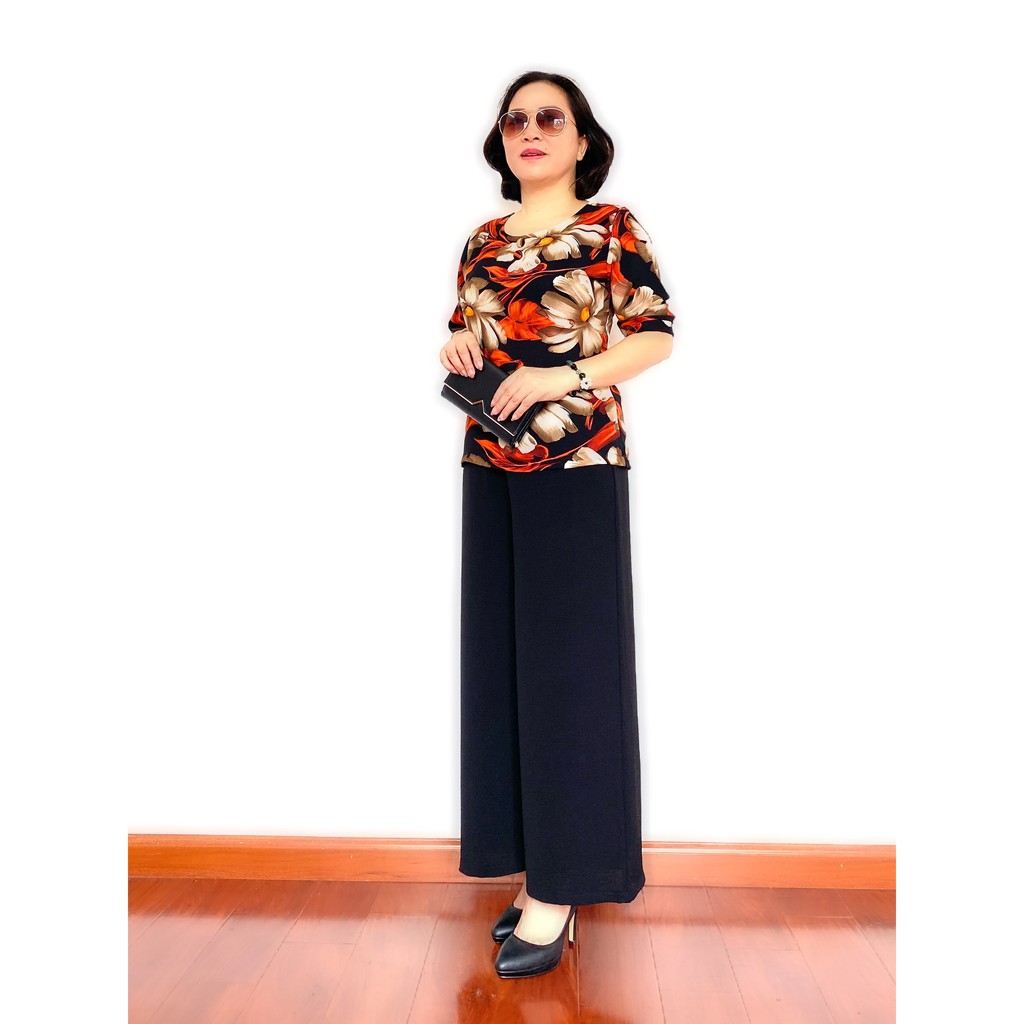 [Xả Hàng] Đồ Bộ Trung Niên Tay Lỡ - Phối Áo Lụa Hàn Châu, Quần Đũi, Siêu Mềm, Siêu Mát Dành cho Quý Bà - Laddy Store