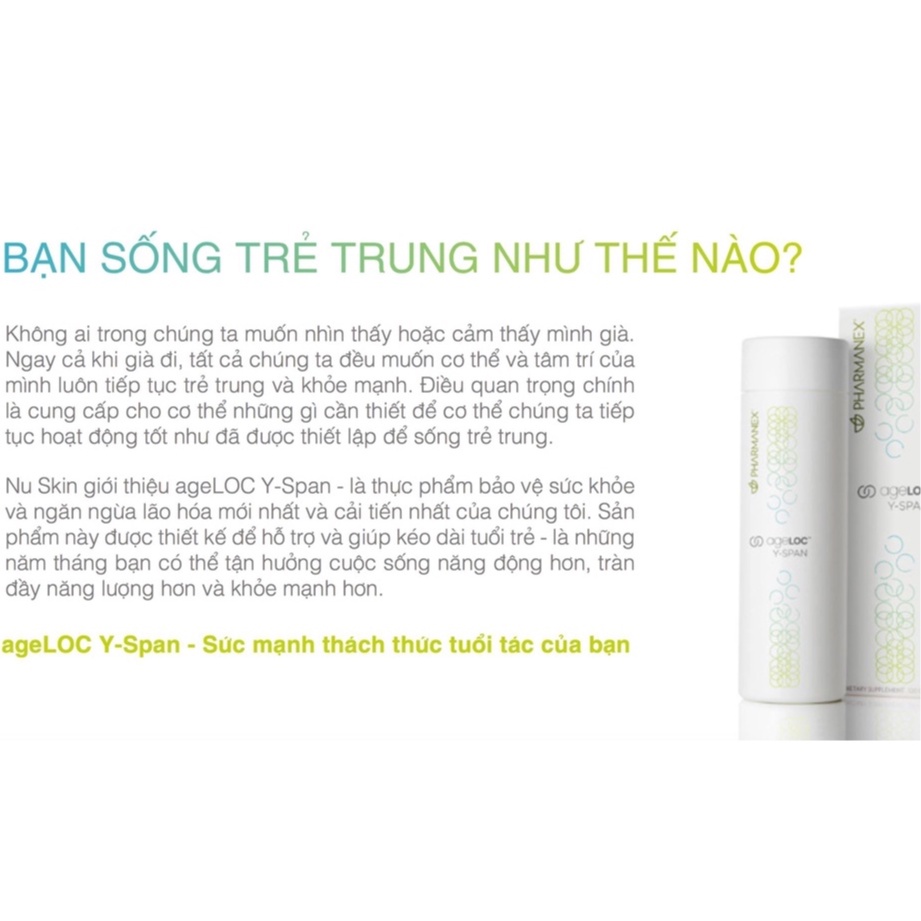 THỰC PHẨM CHỨC NĂNG DẠNG VIÊN NANG (120 VIÊN / HỘP) ageLOC Y SPAN