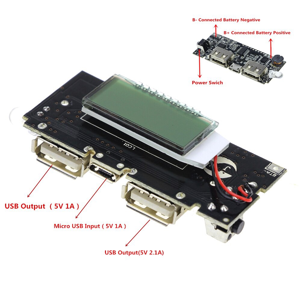 Mô đun sạc pin PCB 5V 1A 2.1A cho điện thoại di động 18650
