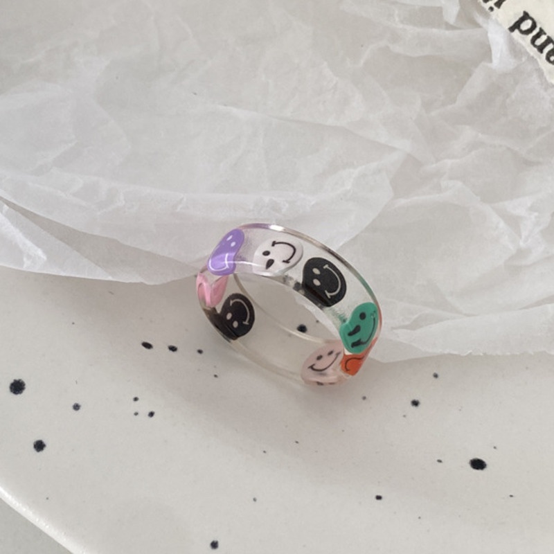 Nhẫn Nhựa Trong Suốt Hình Mặt Cười Xinh Xắn Dễ Phối Đồ