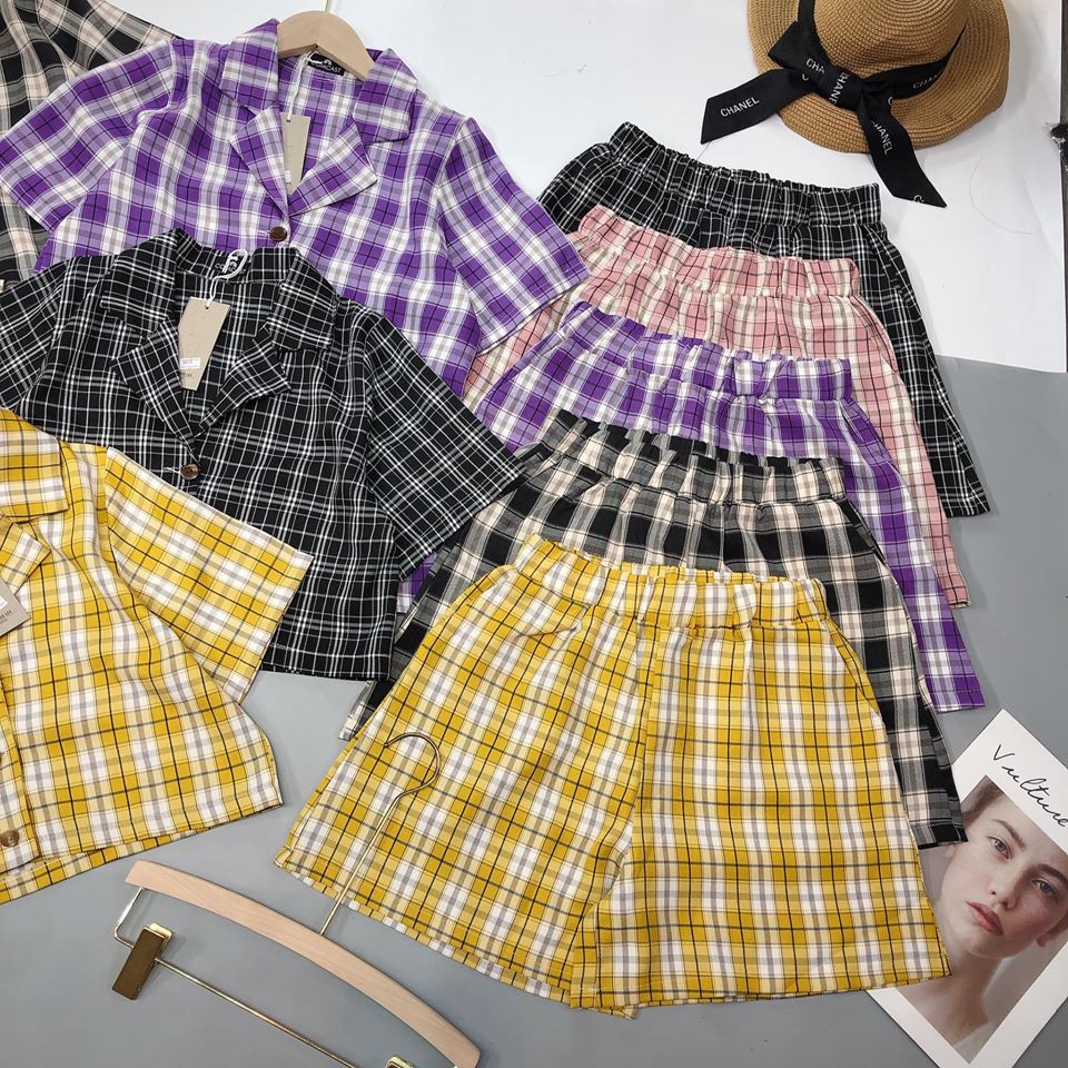 Set áo + quần sooc kẻ 0019 (kèm ảnh thật,video) | BigBuy360 - bigbuy360.vn