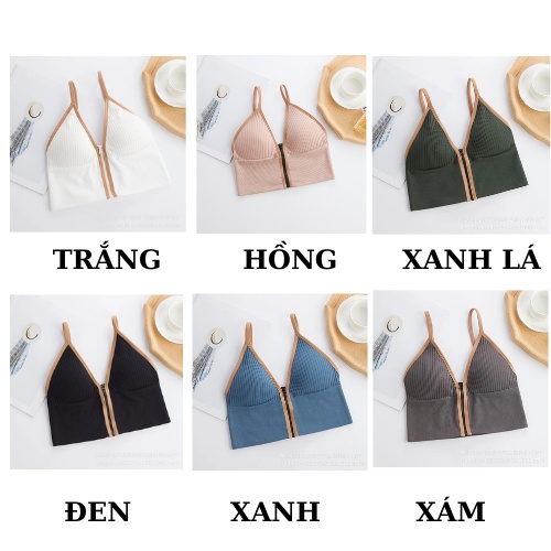 Áo Bra Nữ Cá Tính Cỗ V Khóa Kéo Trước - Bra 2 Dây Dáng Croptop Mút Mỏng AMYBRA  B3309