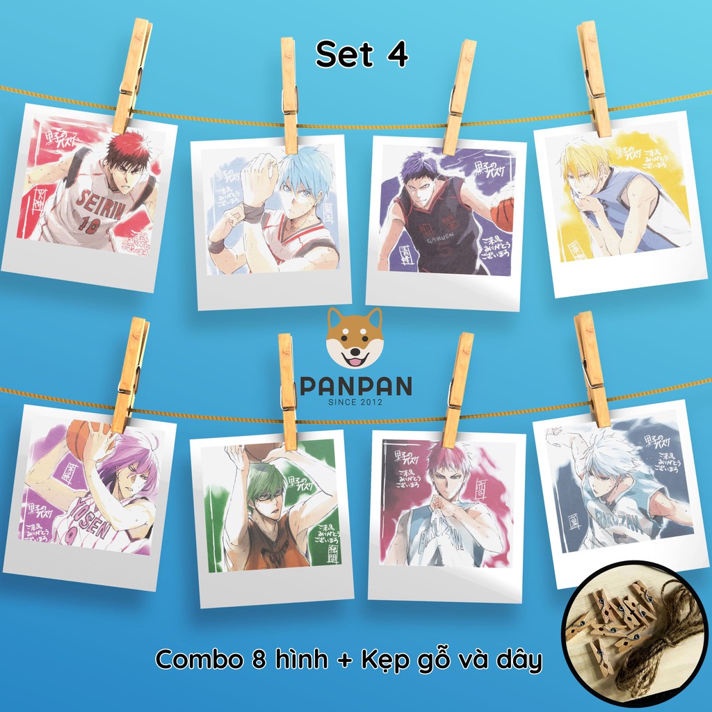 Combo 8 ảnh card lomo polaroid trang trí Anime Kuroko no Basket 1 (tặng kèm dây và kẹp)