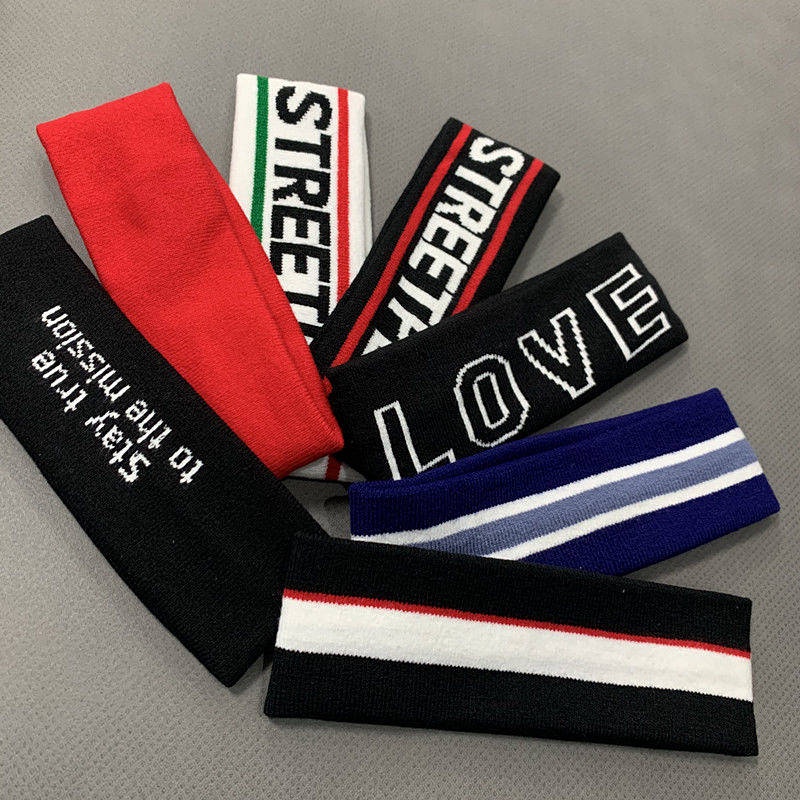 Băng đô dệt kim in chữ phong cách hip hop thời trang Hàn Quốc cho nam và nữ