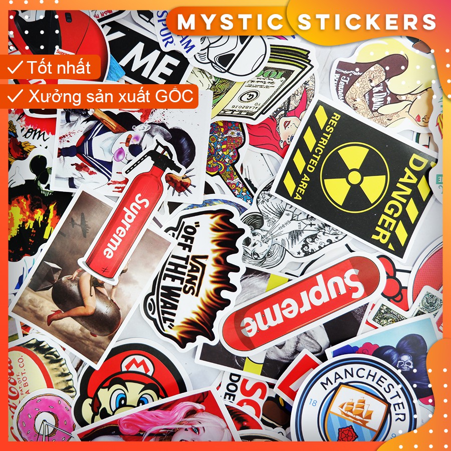 [SET TỔNG HỢP #1] 100 Sticker chống nước/ trang trí, set mix ,dán xe laptop mũ bảo hiểm vali...