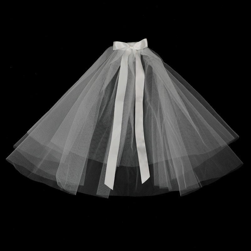 Mạng che mặt hai lớp đính ngọc trai giả trang điểm cho cô dâu