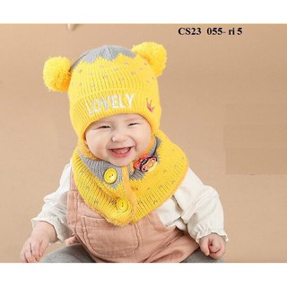 Set khăn mũ Len lót lông