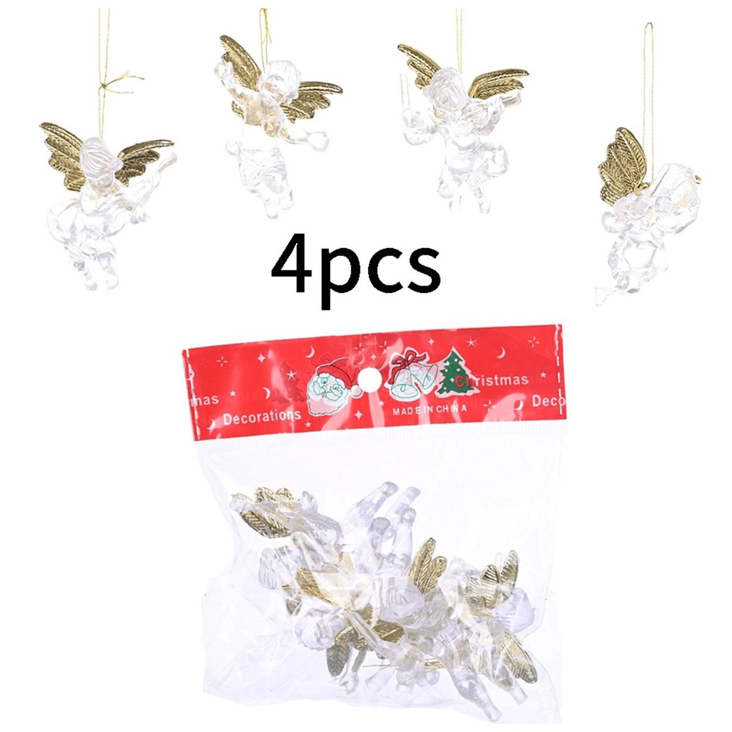 Bộ 4 Phụ Kiện Trang Trí Cây Thông Giáng Sinh Trong Suốt 7Cm U6B2