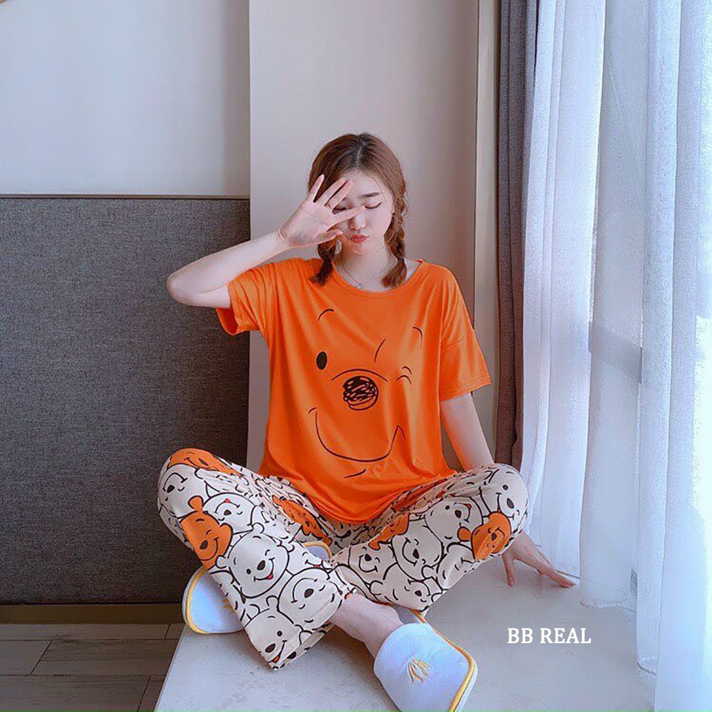 Đồ Bộ Nữ Mặc ở Nhà Bộ Đồ Ngủ Quần Dài Pijama Thun Lạnh Đẹp [CODE 41-44] Freesize Từ 45-55Kg - BB REAL | BigBuy360 - bigbuy360.vn