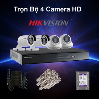 Trọn bộ 4 camera Hikvision HD 1M