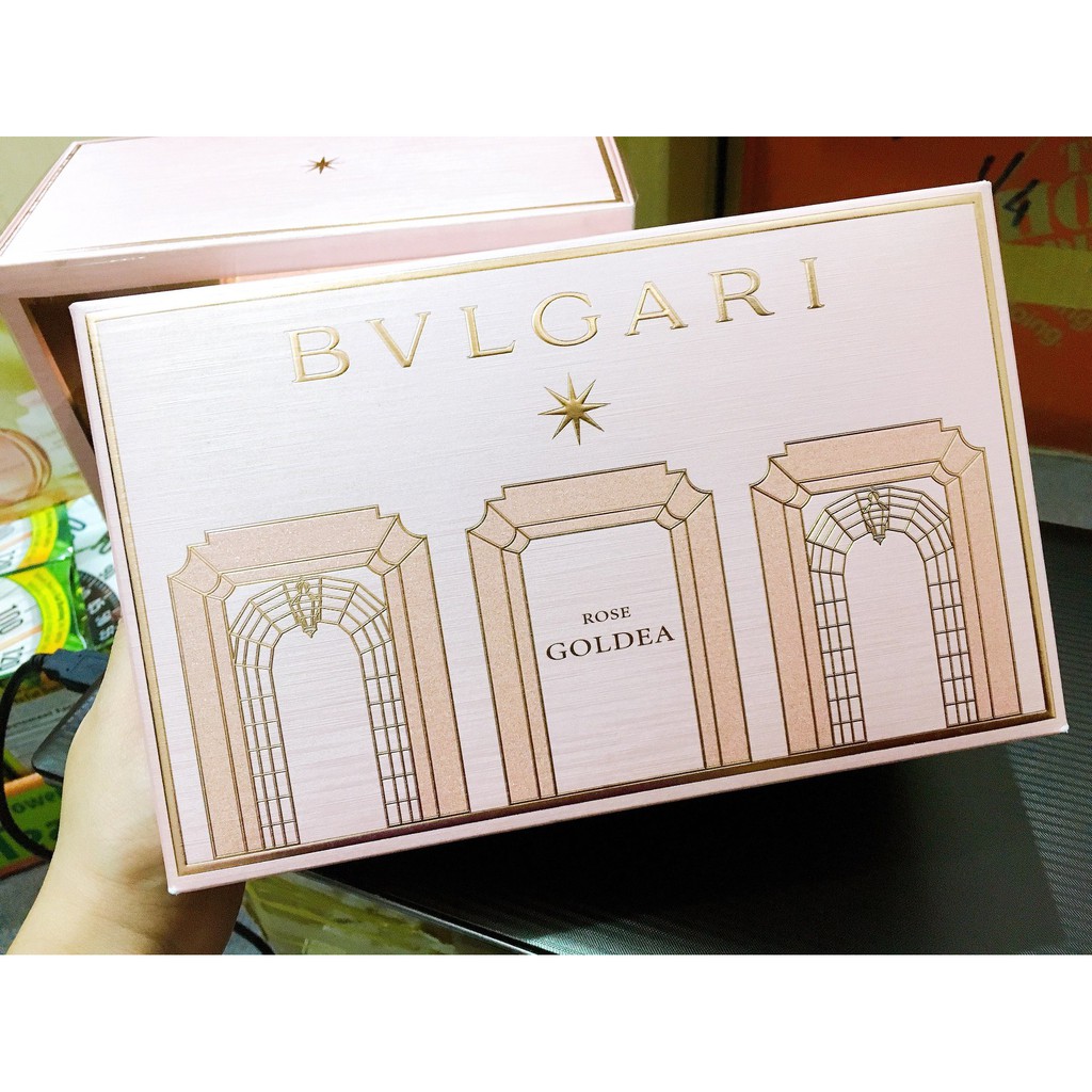 Auth - Set nước hoa Bvlgari Rose Goldea for Women EDP (1NH 90ml + 1 Sữa dưỡng 75ml + 1 Tắm 75ml + Túi)