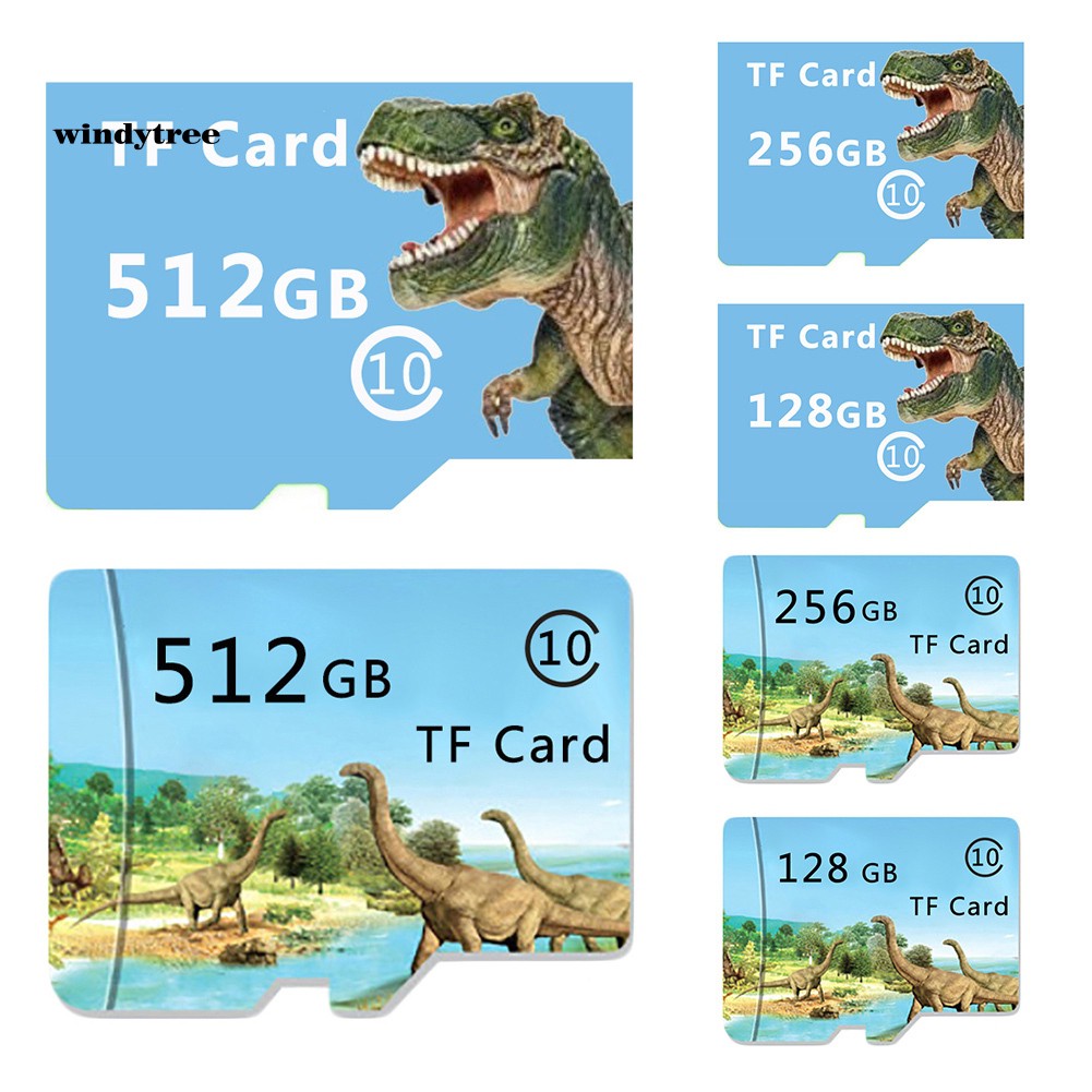 【WDTE】Dinosaur 128/256/512GB Micro SD TF Flash Memory Card File Storage for Camera MP4