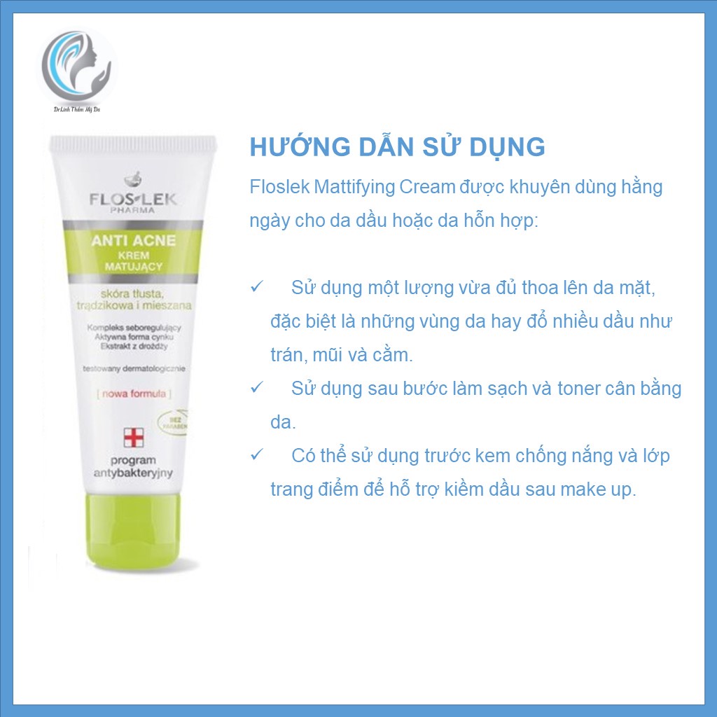 Kem dưỡng ẩm cho da dầu mụn Floslek Anti Acne kiểm soát dầu và điều tiết nhờn DA03