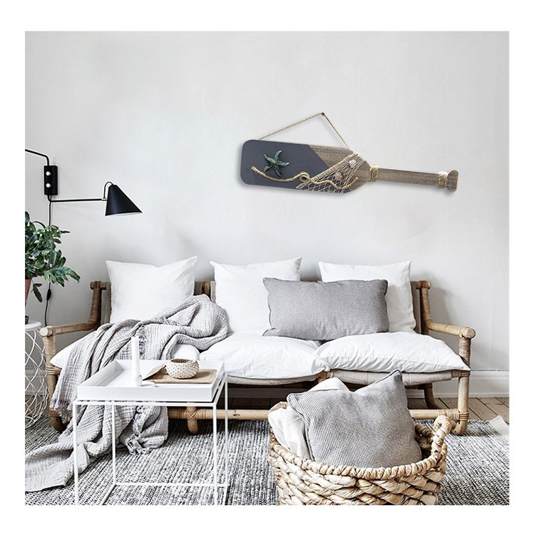 Mô hình gỗ cũ nhiều hình trang trí lưới và sao biển - Decor đồ trang trí theo phong cách biển Địa Trung Hải