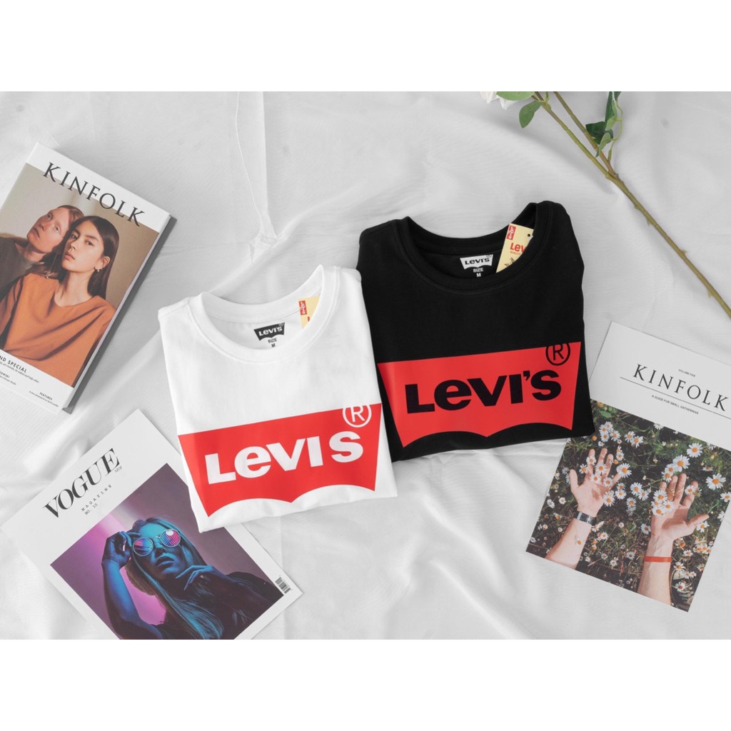 Áo phông levis nam nữ tay ngắn không cổ chất cotton tici