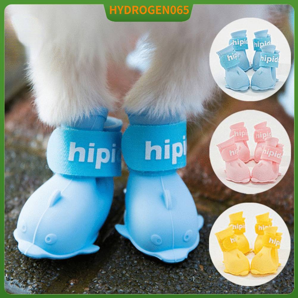 Bốt vật nuôi Dễ thương Phim hoạt hình không thấm nước Chó silicone Giày đi mưa có móc và vòng cho Pomeranian Bichon Teddy Hydrogen065