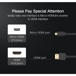 Cáp chuyển Micro HDMI Type D sang HDMI Type A UGREEN HD127 Cao Cấp