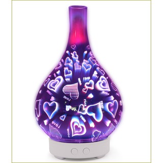 Máy Khuếch Tán Tinh Dầu Lọ Hoa 3D Hình Trái Tim