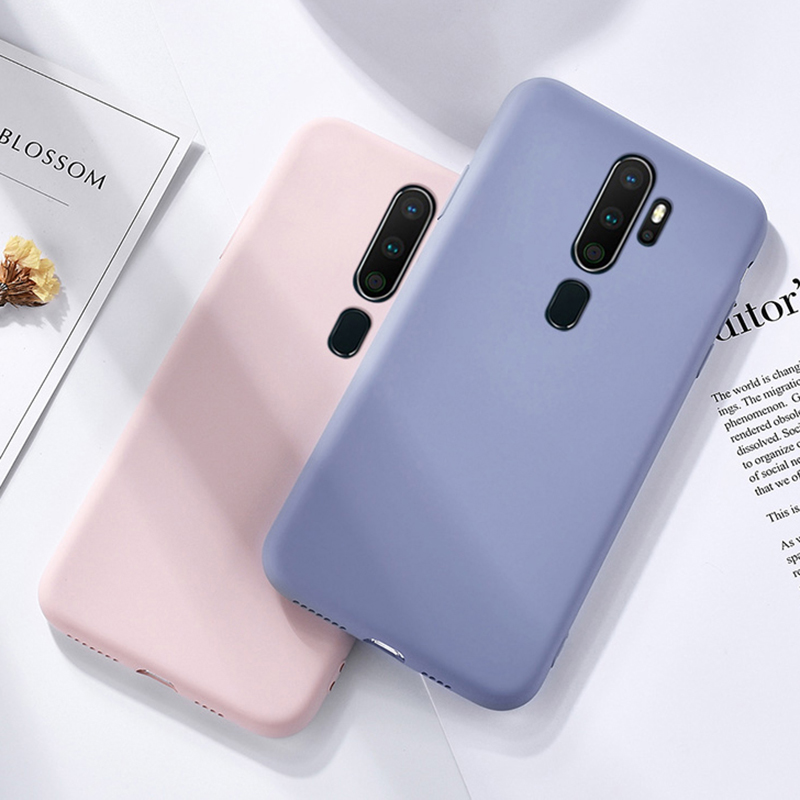 Ốp điện thoại silicon mềm màu trơn cá tính bảo vệ toàn diện cho Oppo A5 A9 A31 A53 A93 2020 A59 A52 A92 F1S