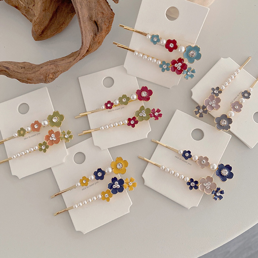 Set 2 Kẹp Tóc Đính Ngọc Trai Giả Thời Trang Cho Nữ