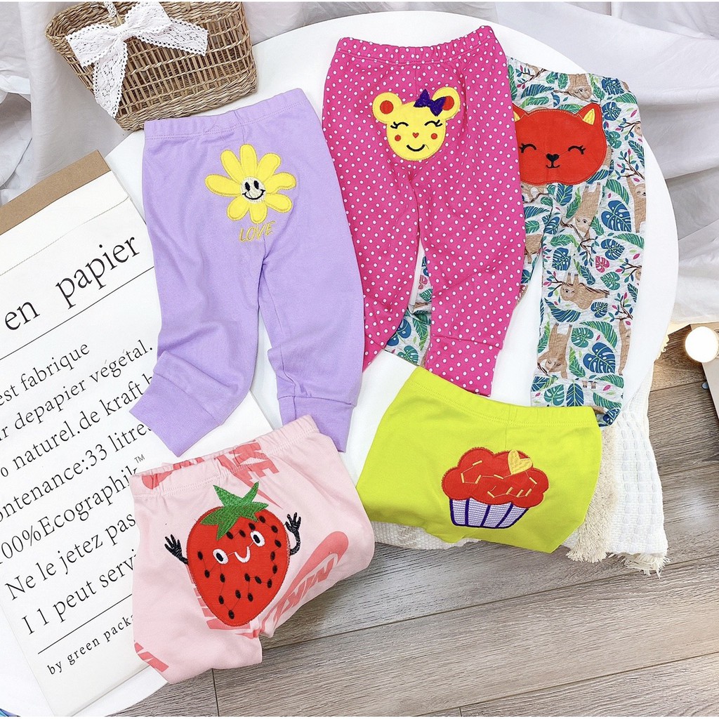 SET 5 Quần Dài Mông Thú Hình Thêu Nổi Chất Cotton Mềm Đẹp Cho Bé - Quần Dài Thu Đông Bé Trai Bé Gái