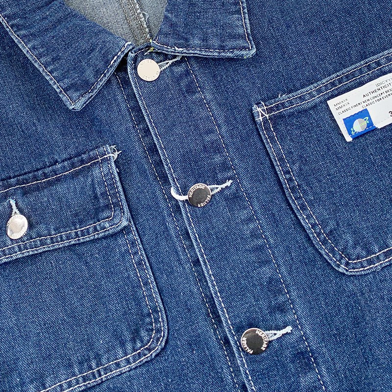 Áo Khoác Denim Dài Tay Cổ Chữ V Màu Trơn 37226