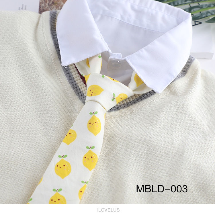 Cà Vạt Cotton 6CM Họa Tiết Trái Cây Hoạt Hình Phong Cách Preppy Hàn Quốc Thông Dụng Cho Nam Và Nữ