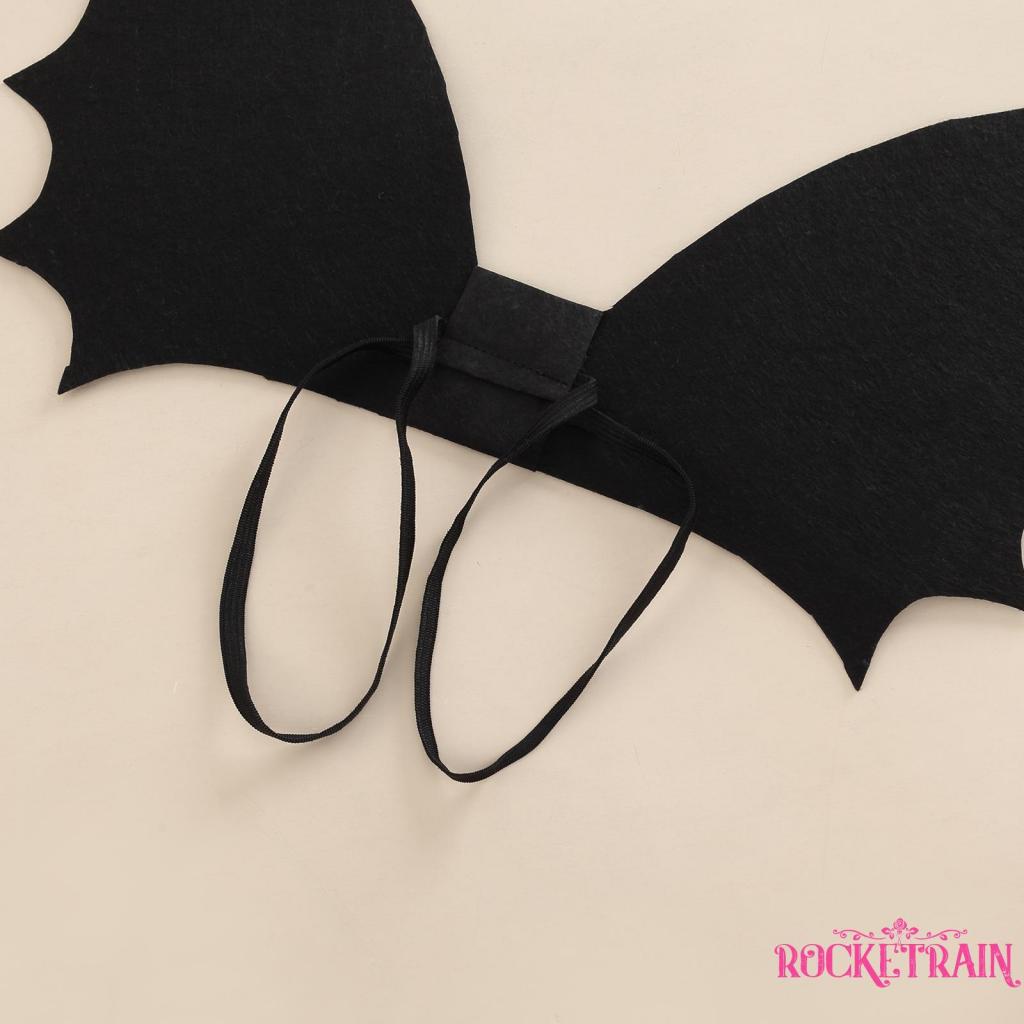 Wa- Áo Sweater Không Tay Cổ Tròn Có Cánh Dơi Và Nón Hóa Trang Halloween Cho Bé Trai Bé Gái