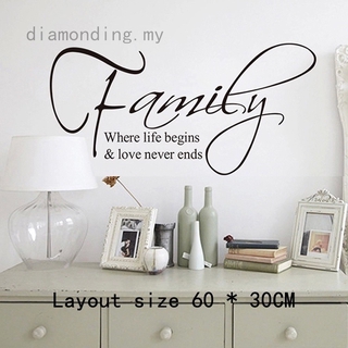 "Áo Thun In Chữ Where Life Begins Love Cho Gia Đình" Miếng Dán Tường Hình Câu Châm Ngôn