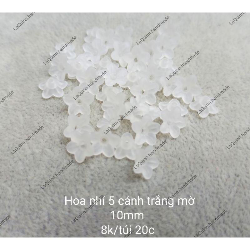 Hoa nhí 10mm nhựa trắng mờ - nguyên liệu handmade