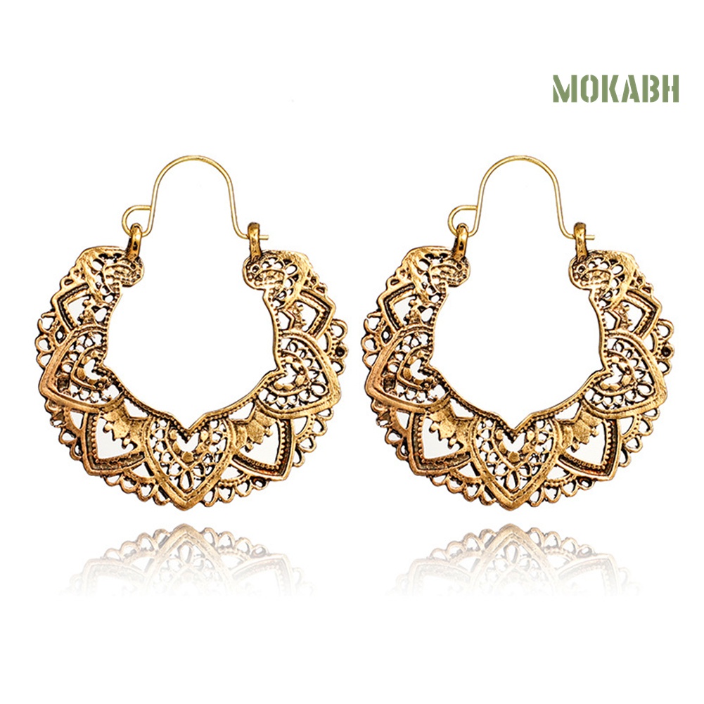 Bông Tai Hình Tròn Thiết Kế Đục Lỗ Thời Trang Vintage Cho Nữ