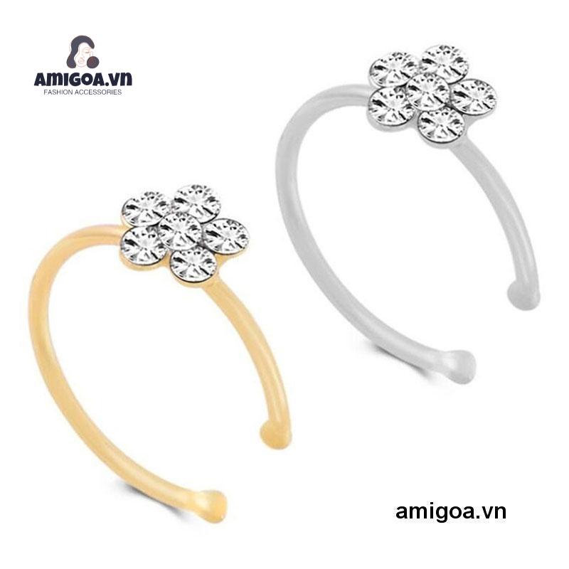 ✨✨Khuyên Mũi Dạng Chữ C Bằng Thép Không Gỉ Đính Đá Thời Trang