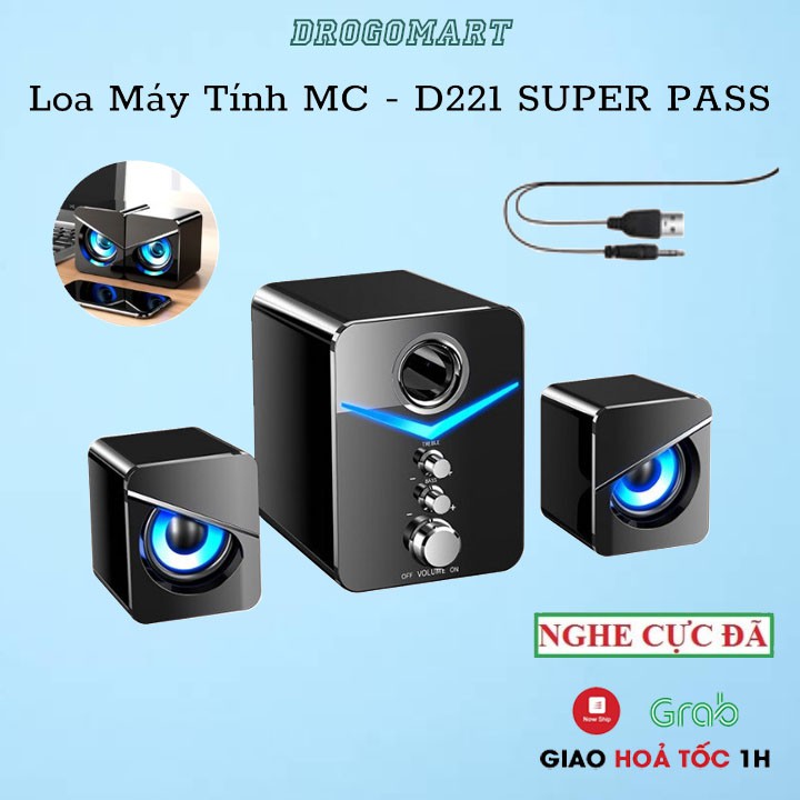 Loa vi tính để bàn MC D221 SUPER BASS cực đã,Có LED,Loa máy tính cao cấp cho laptop, Pc, Điện thoại