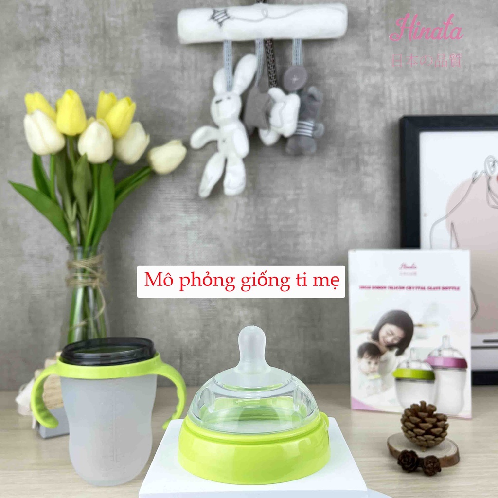 Bình sữa Silicon chống sặc HINATA - Chất liệu an toàn chịu nhiệt 180 độ C BS07