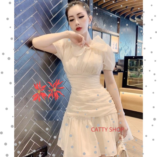 Đầm voan 3 màu trắng, đen, hồng duyên dáng cho bạn gái